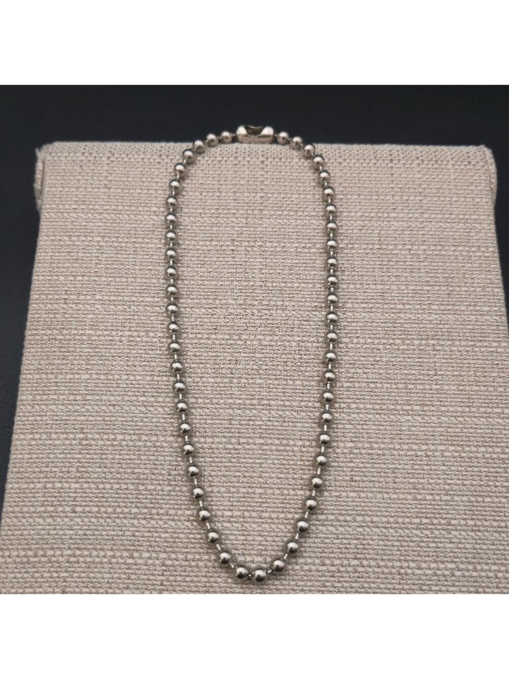 18 Inch Minimalist Silver Bead Necklace, Military Style Ball Chain B1448